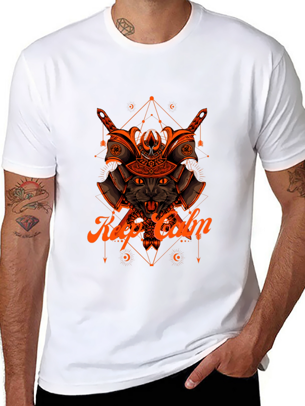 Samurai Cat T-Shirt - Keep Calm Graphic Tee