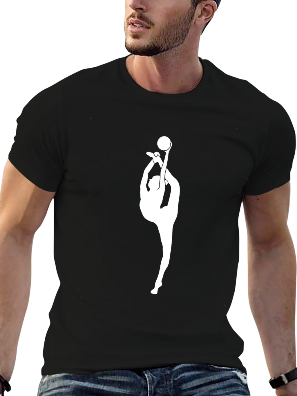 Gymnast Silhouette Graphic Tee - Black