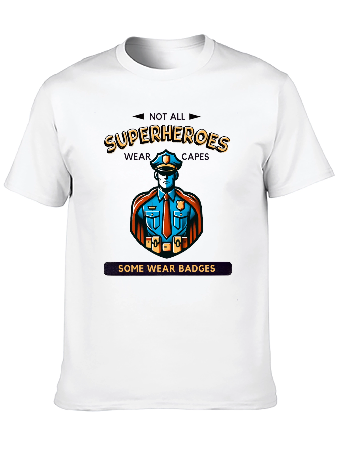 Superheroes Wear Badges Black T-Shirt
