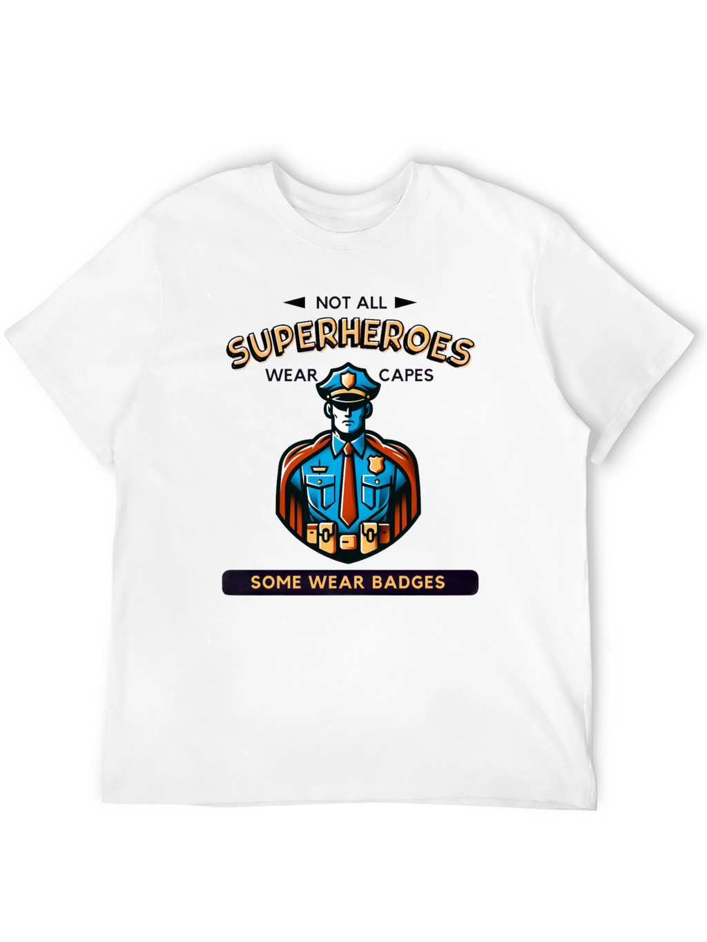 Superheroes Wear Badges Black T-Shirt