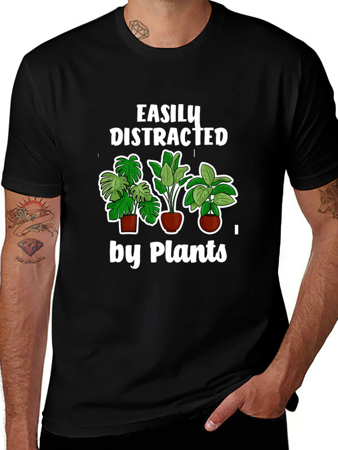 Easily Distracted by Plants T-Shirt Black