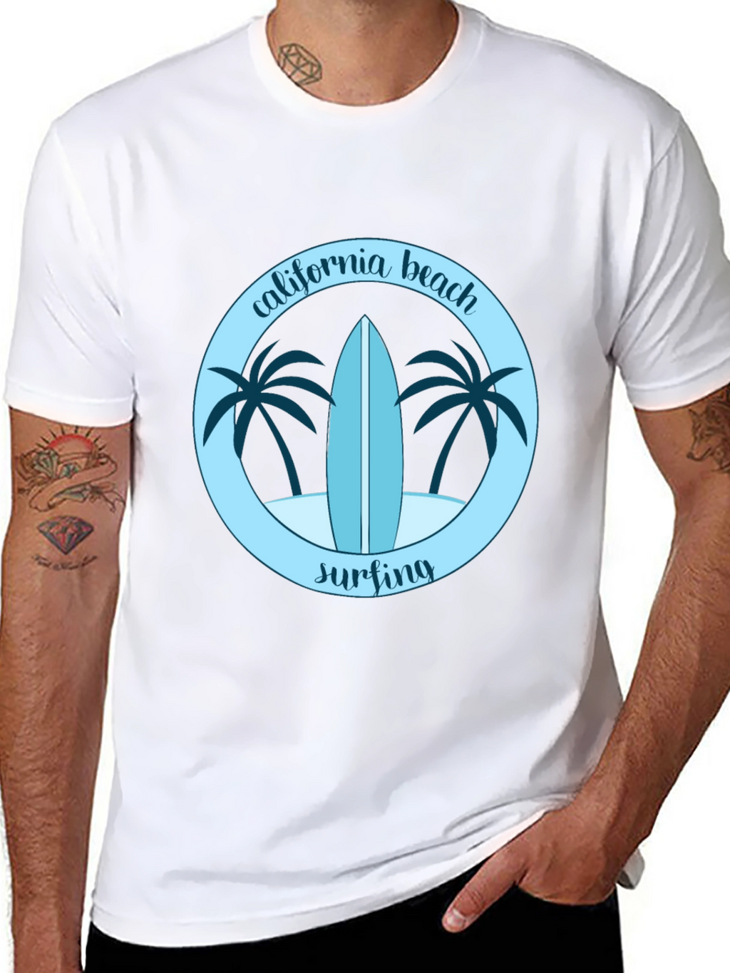 California Beach Surfing Graphic Tee