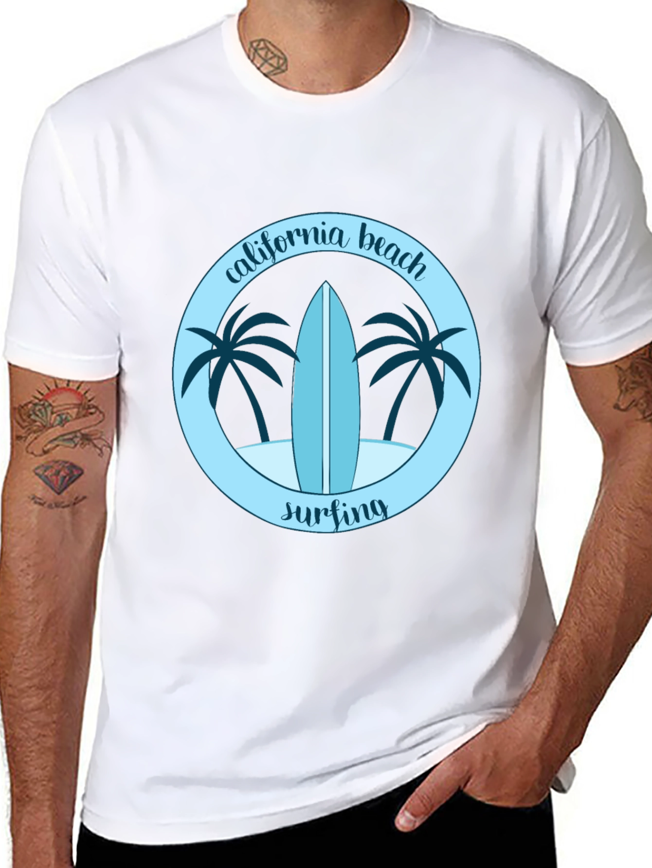 California Beach Surfing Graphic Tee