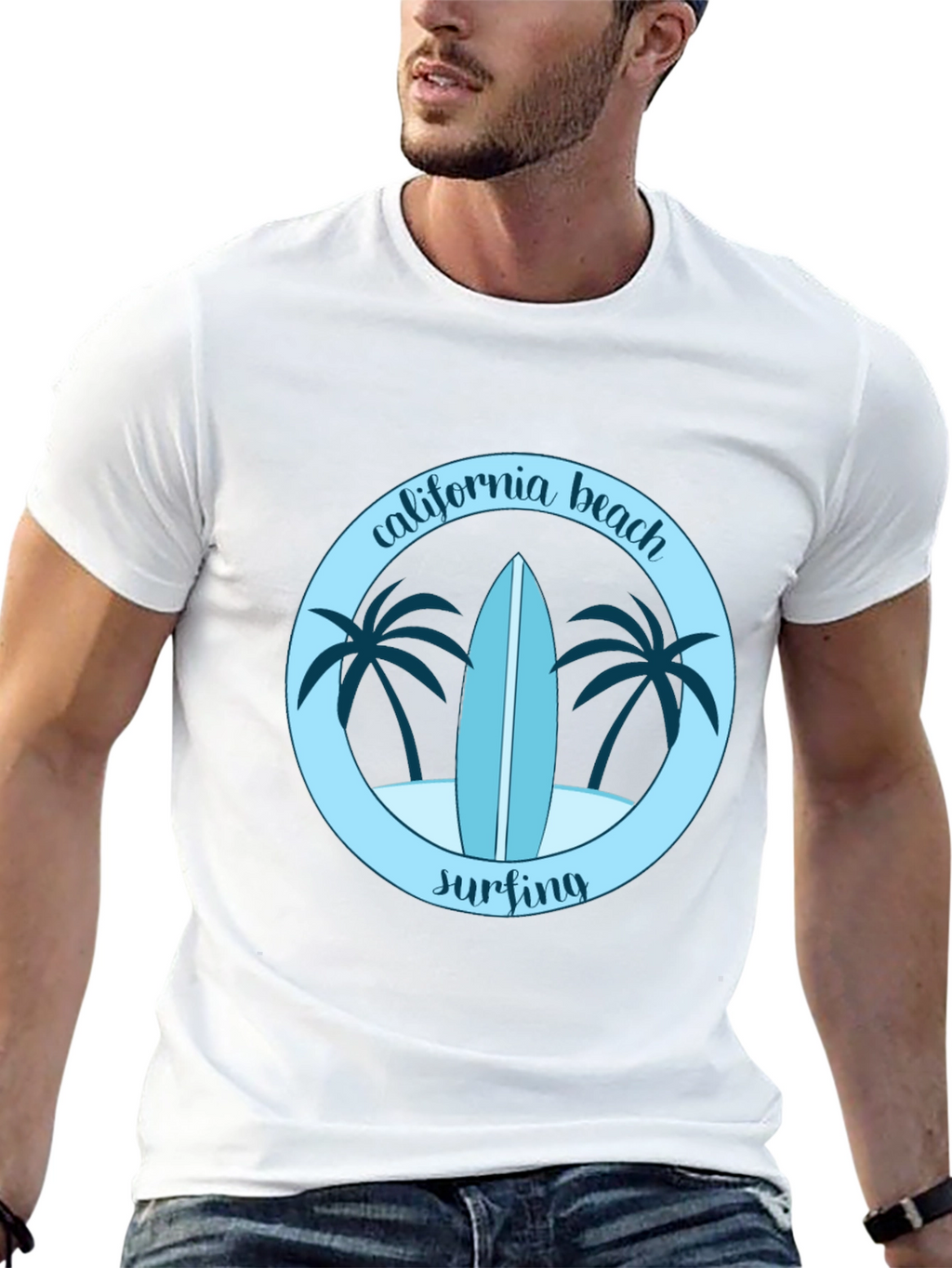 California Beach Surfing Graphic Tee