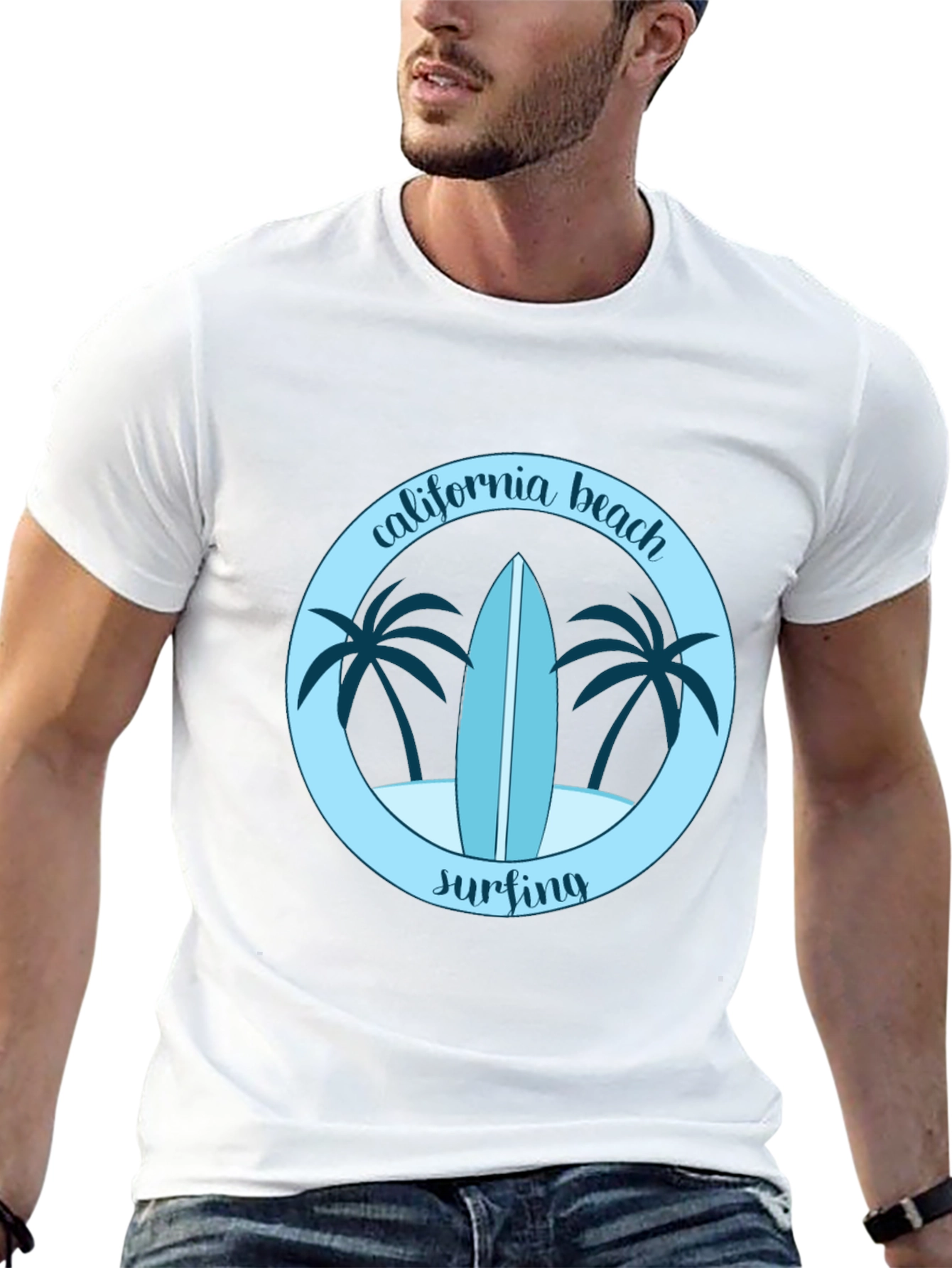 California Beach Surfing Graphic Tee