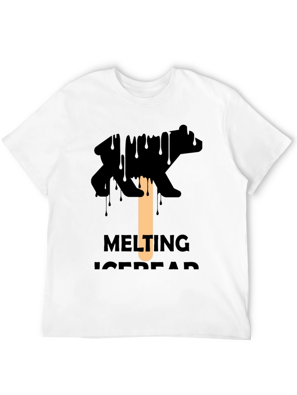 Melting Ice Bear Graphic Tee - Black Cotton T-Shirt