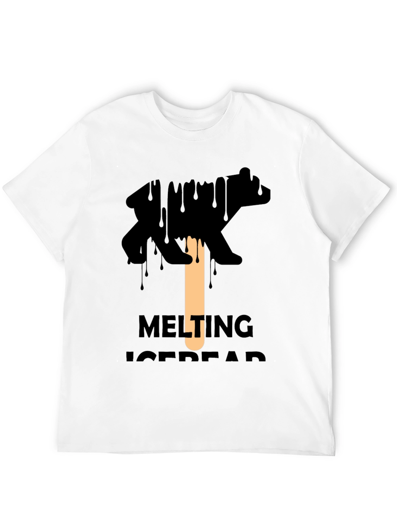 Melting Ice Bear Graphic Tee - Black Cotton T-Shirt