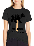Melting Ice Bear Graphic Tee - Black Cotton T-Shirt
