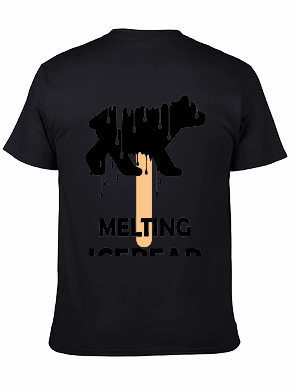 Melting Ice Bear Graphic Tee - Black Cotton T-Shirt