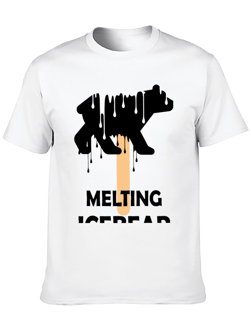 Melting Ice Bear Graphic Tee - Black Cotton T-Shirt