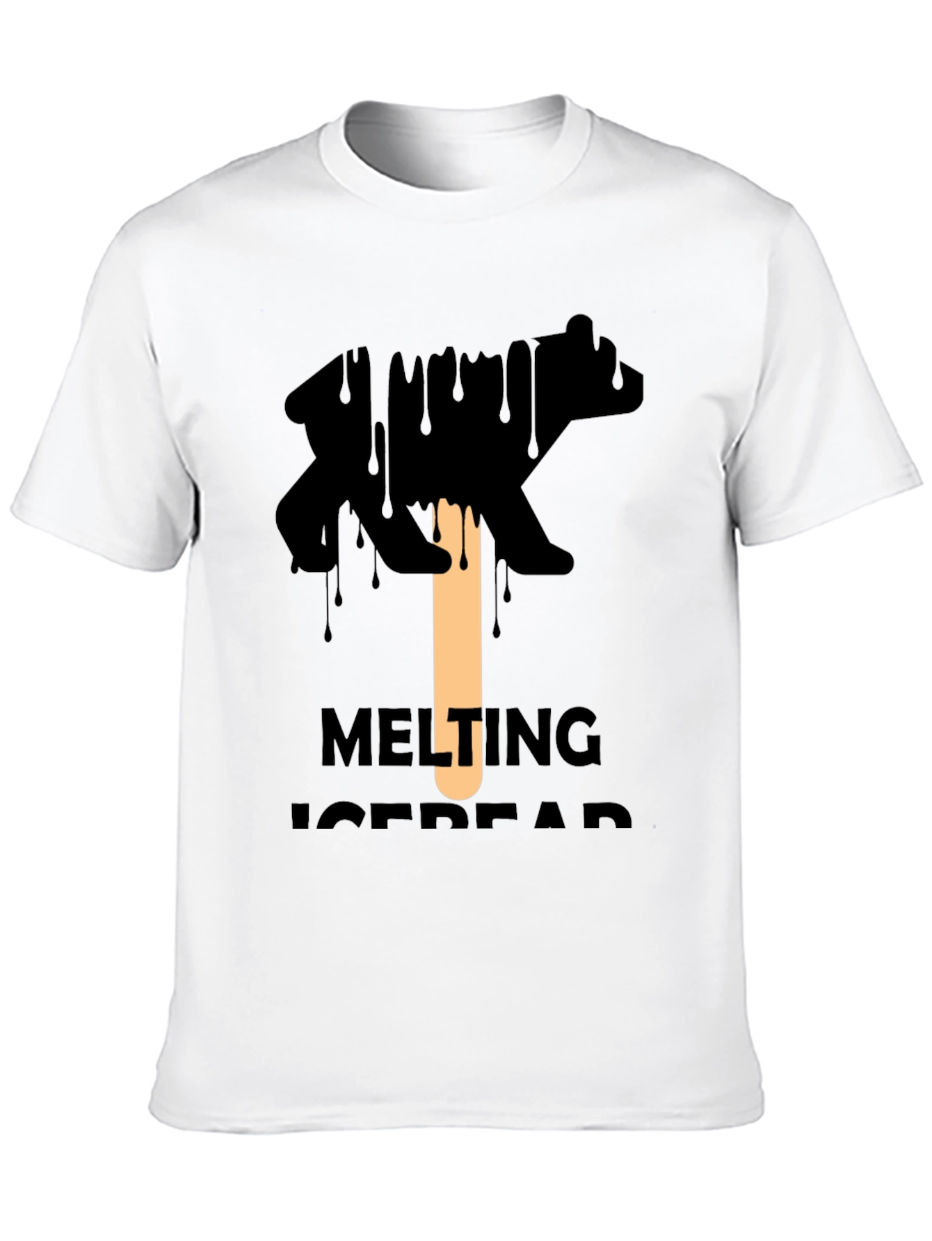 Melting Ice Bear Graphic Tee - Black Cotton T-Shirt