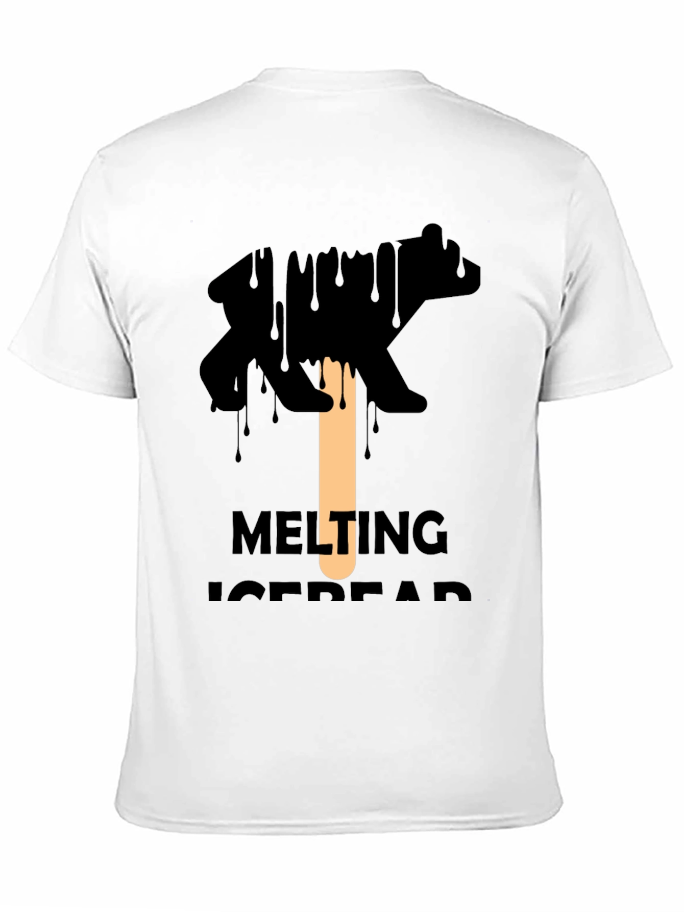 Melting Ice Bear Graphic Tee - Black Cotton T-Shirt