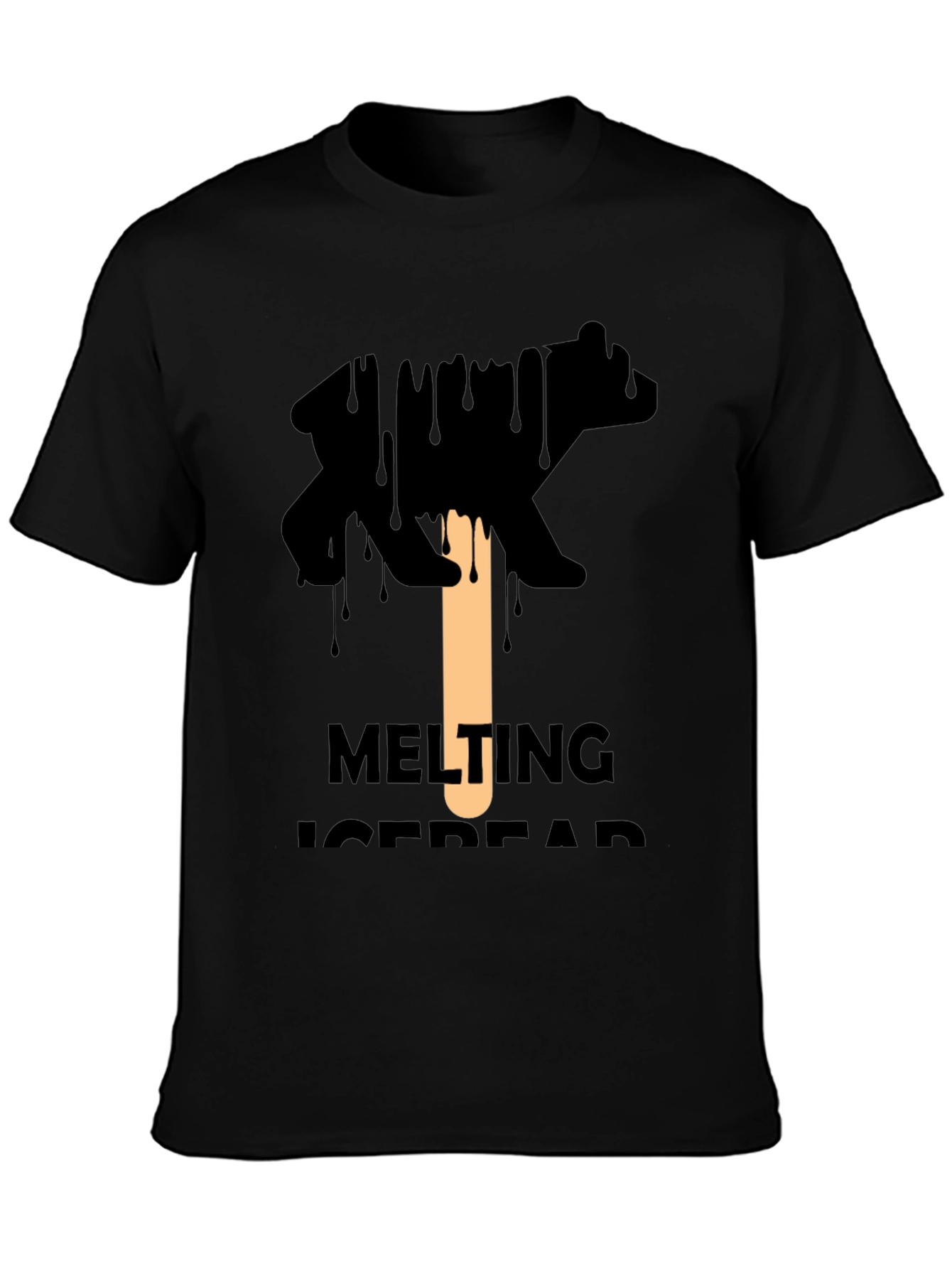 Melting Ice Bear Graphic Tee - Black Cotton T-Shirt