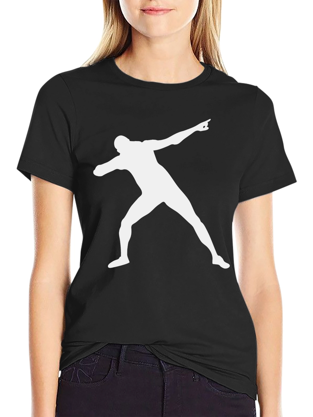 Mens Black T-Shirt with Athlete Graphic