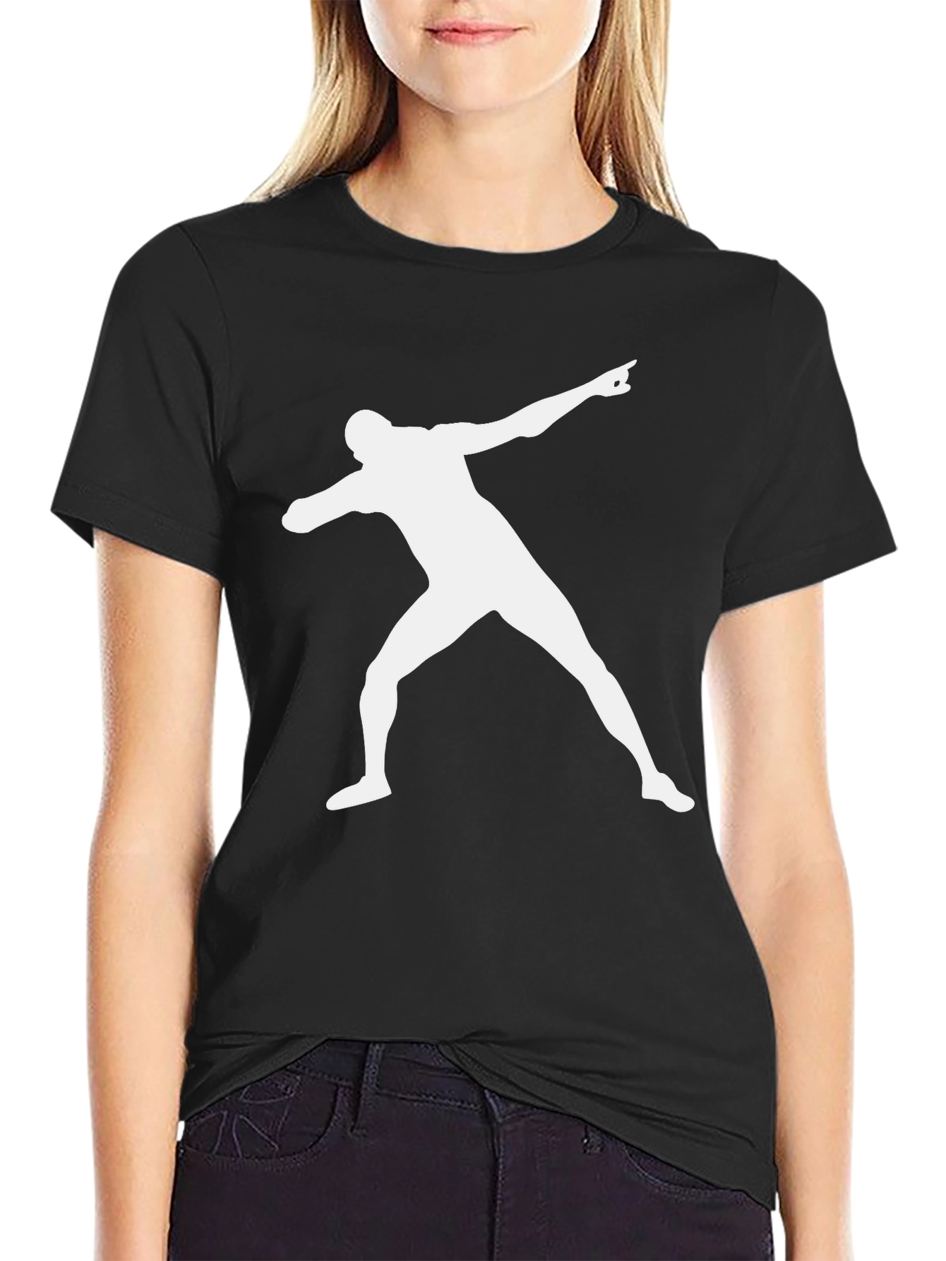 Mens Black T-Shirt with Athlete Graphic