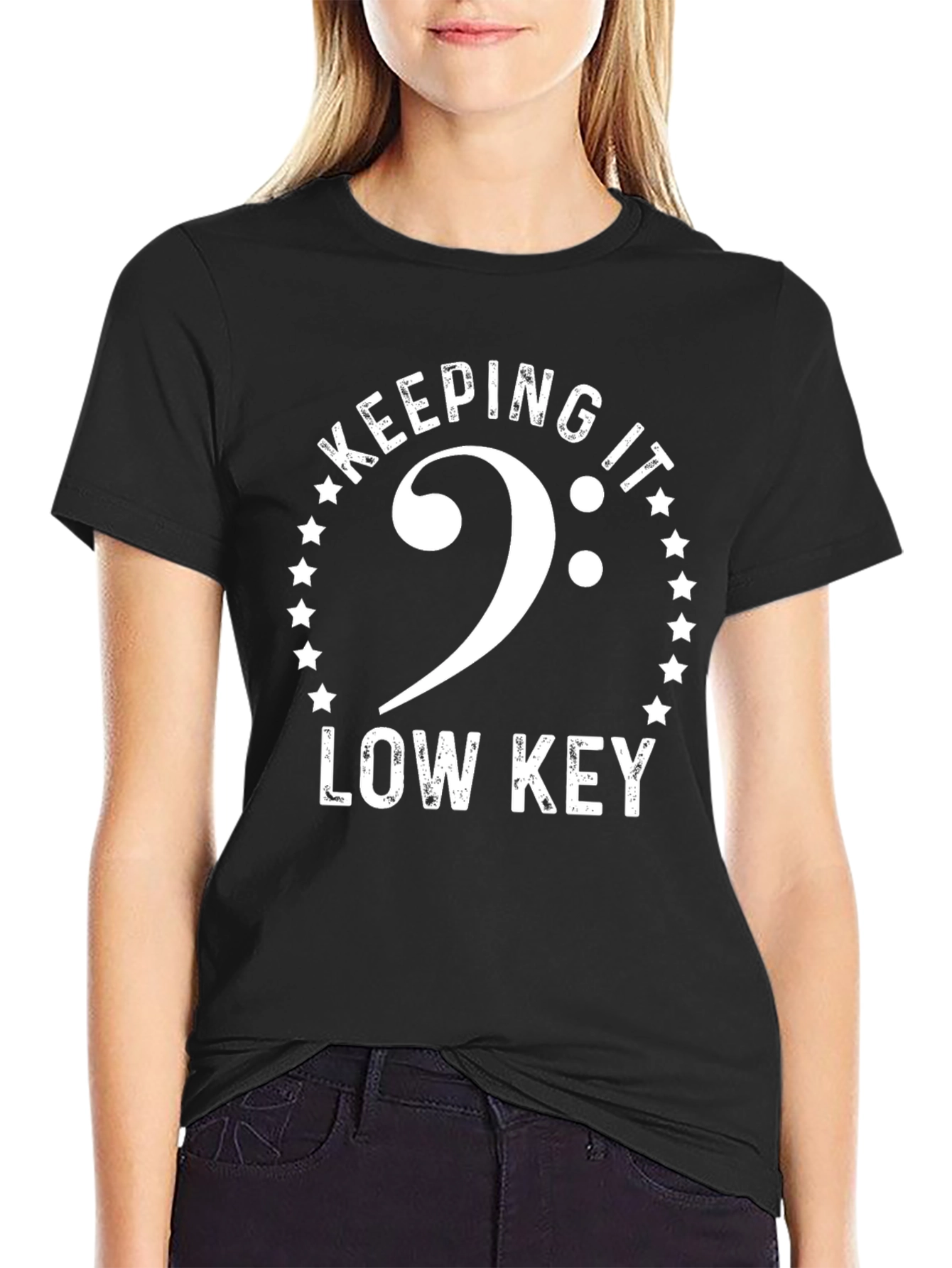Keeping It Low Key Bass Clef Graphic T-Shirt