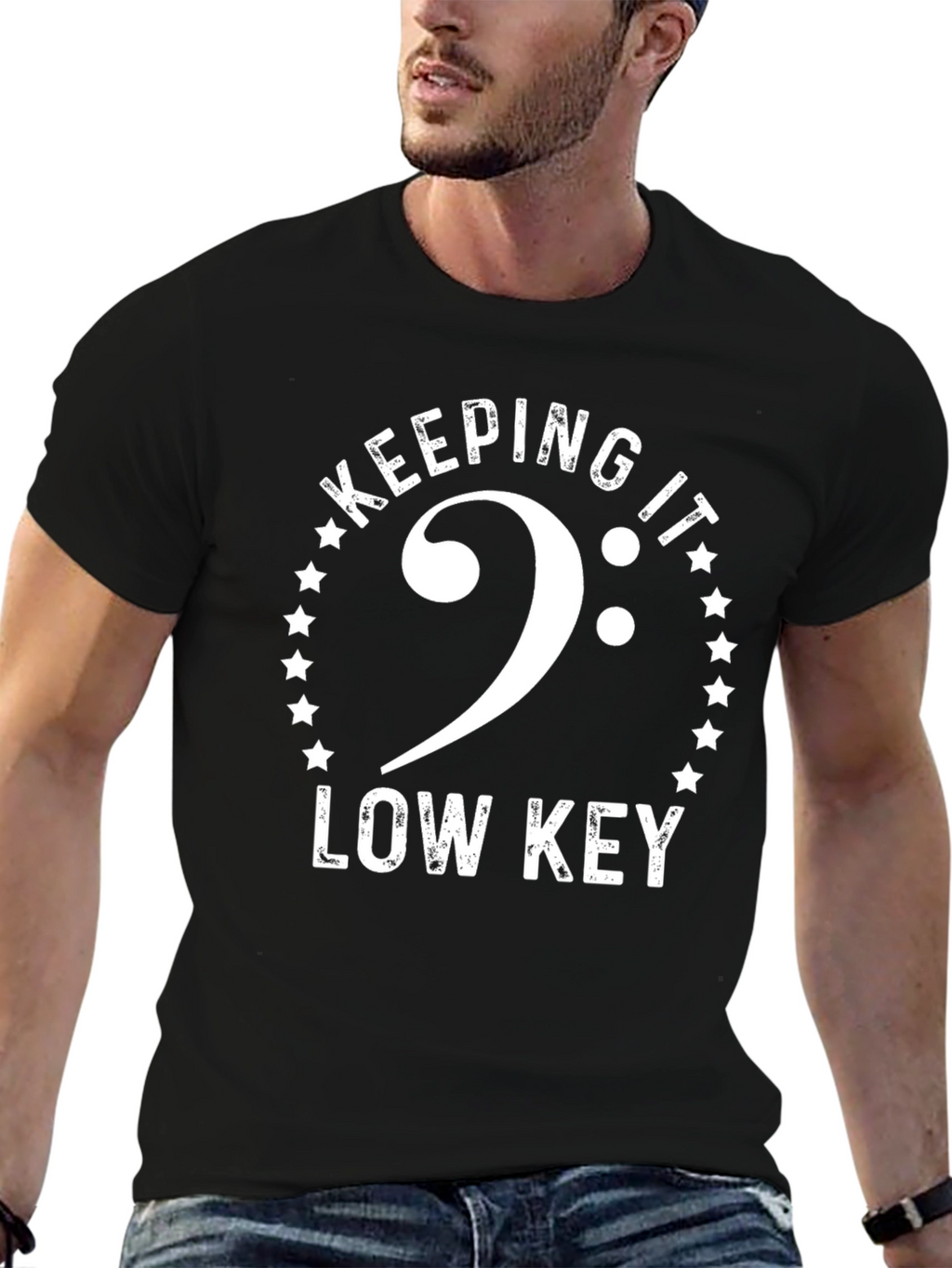 Keeping It Low Key Bass Clef Graphic T-Shirt