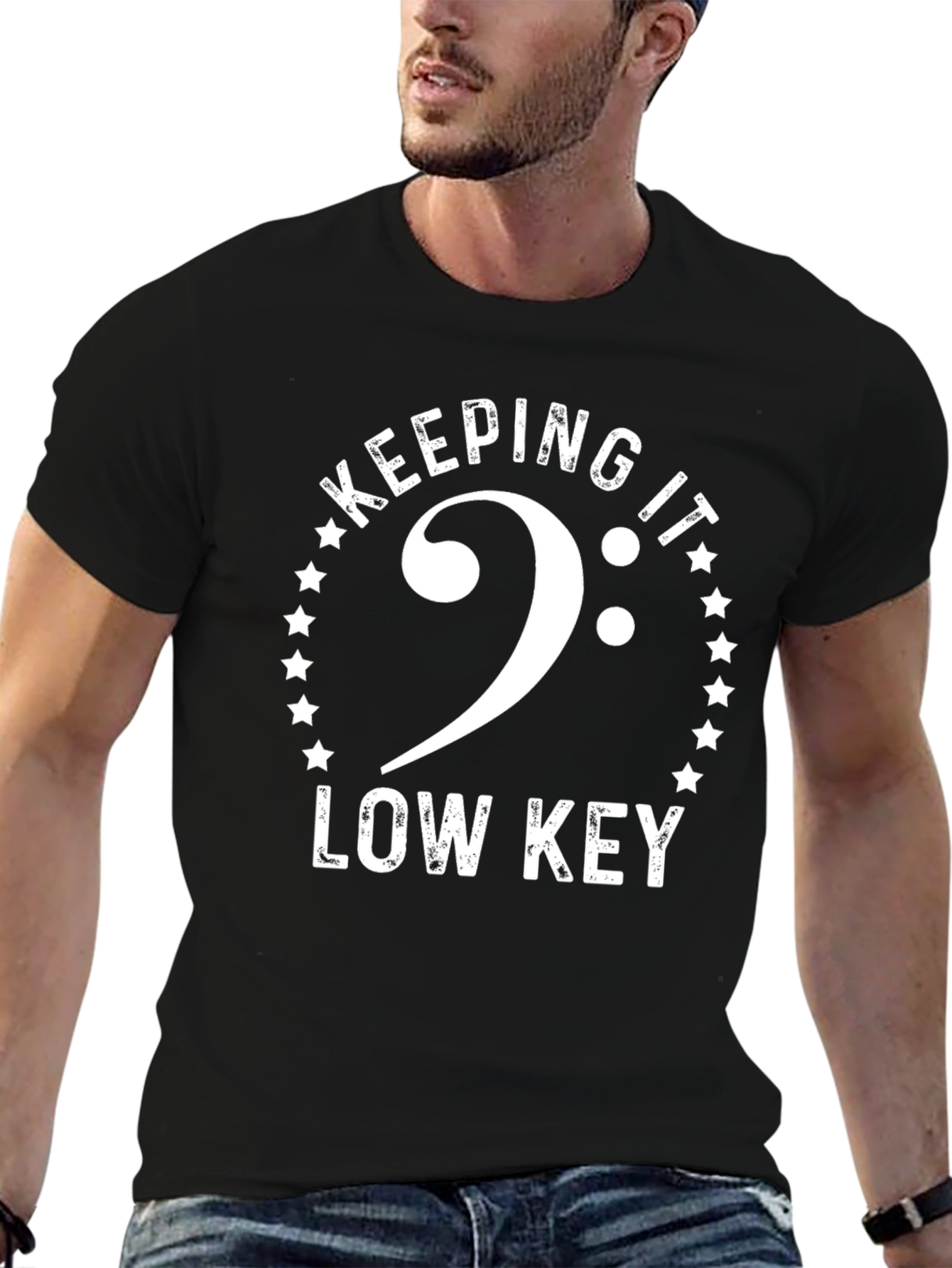 Keeping It Low Key Bass Clef Graphic T-Shirt