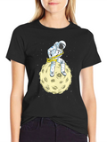 Astronaut Sax Moon Black T-Shirt