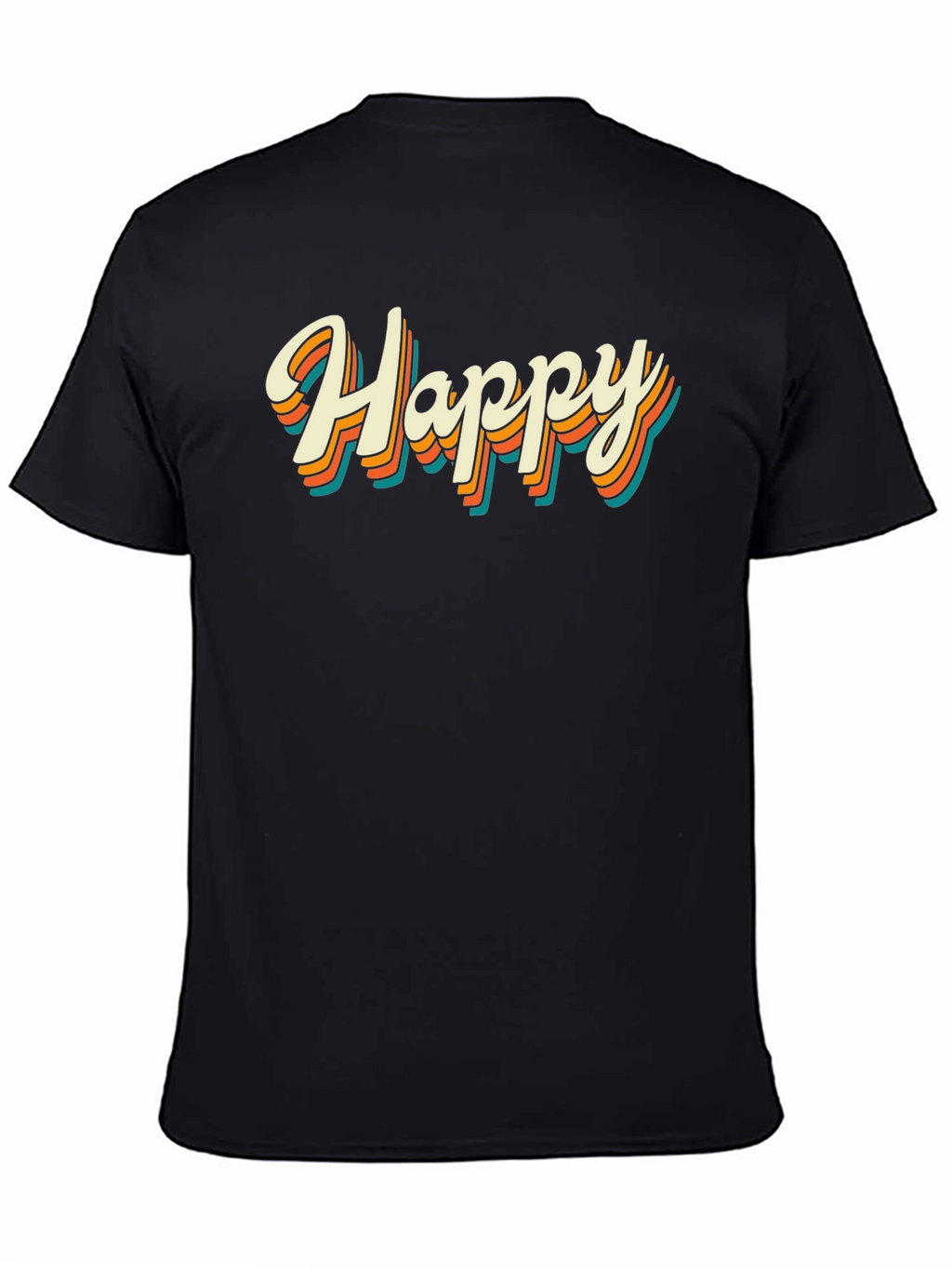 Retro Happy Graphic Tee - Black