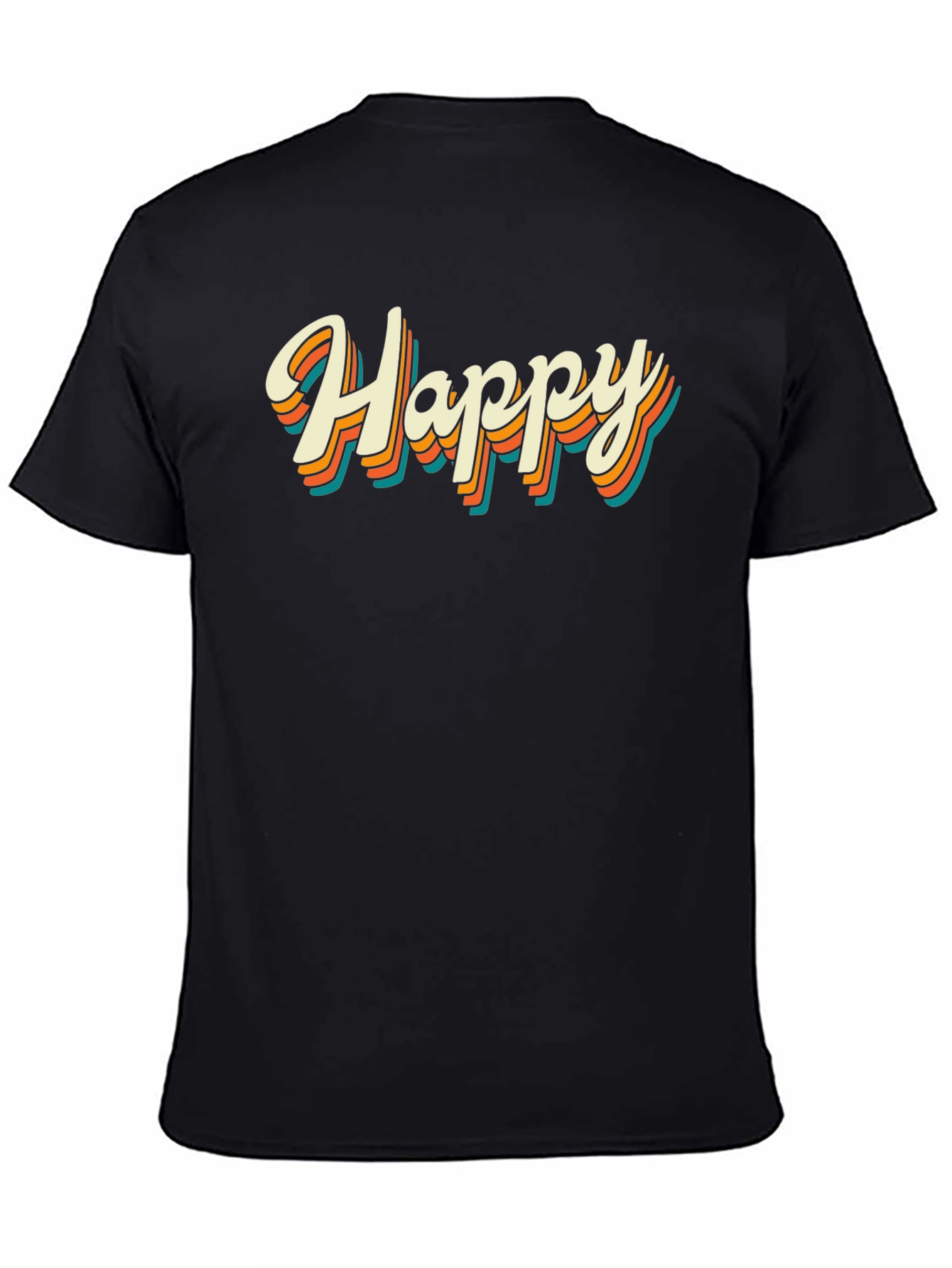Retro Happy Graphic Tee - Black