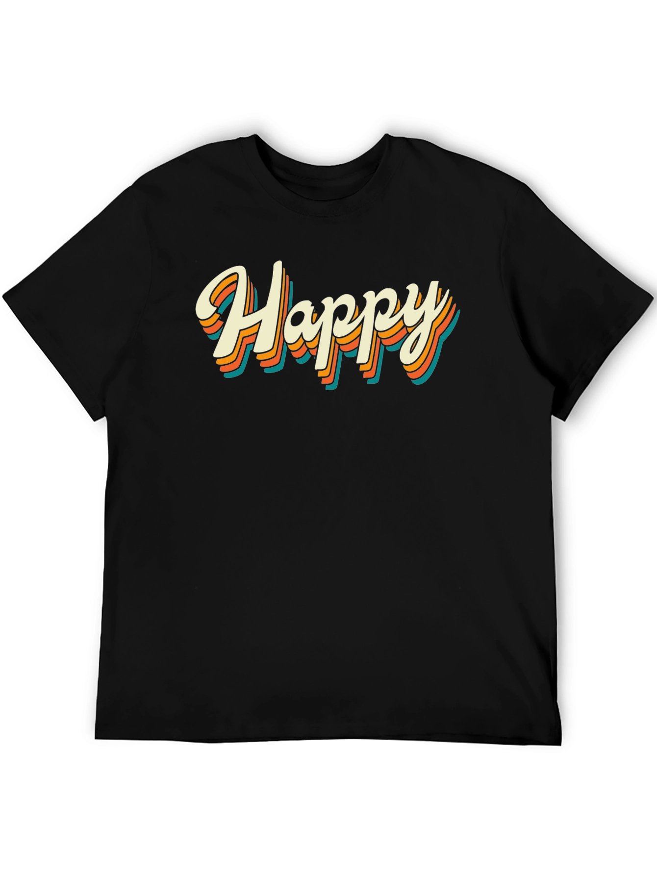 Retro Happy Graphic Tee - Black