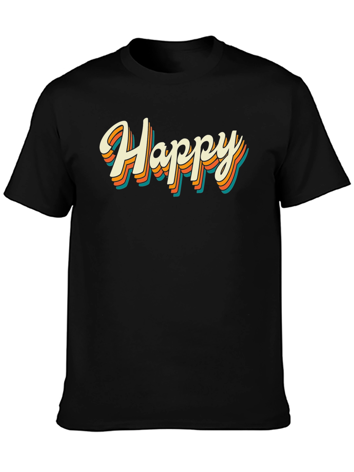 Retro Happy Graphic Tee - Black