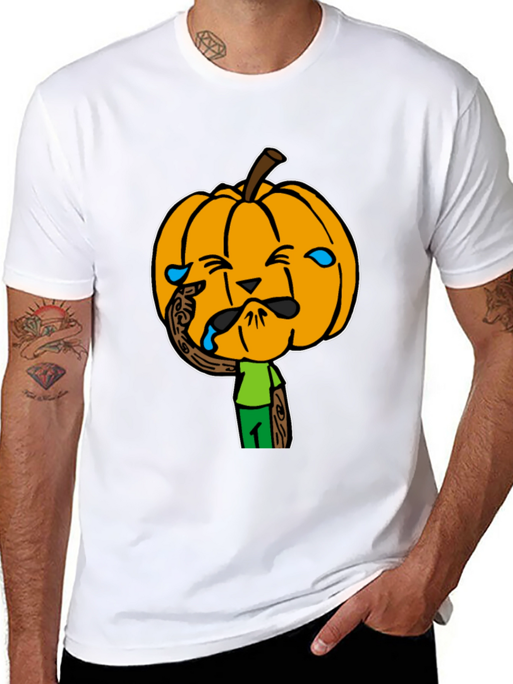 Crying Pumpkin Head Black T-Shirt