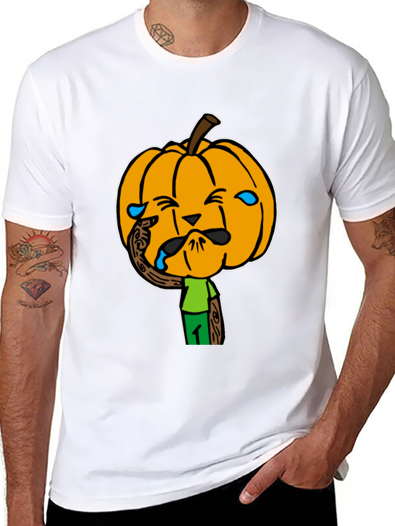 Crying Pumpkin Head Black T-Shirt