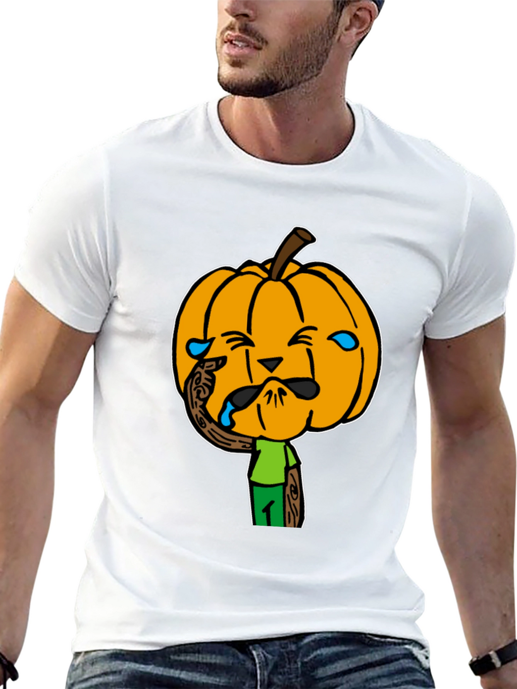Crying Pumpkin Head Black T-Shirt