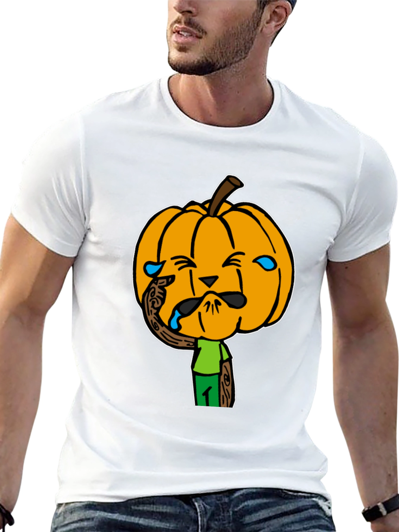 Crying Pumpkin Head Black T-Shirt
