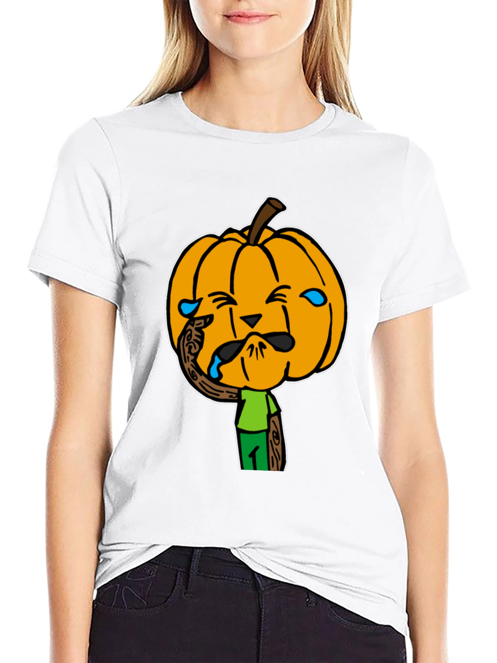 Crying Pumpkin Head Black T-Shirt