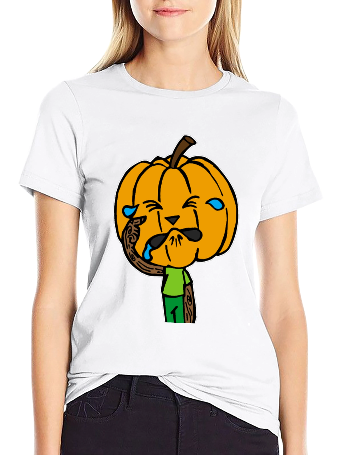 Crying Pumpkin Head Black T-Shirt