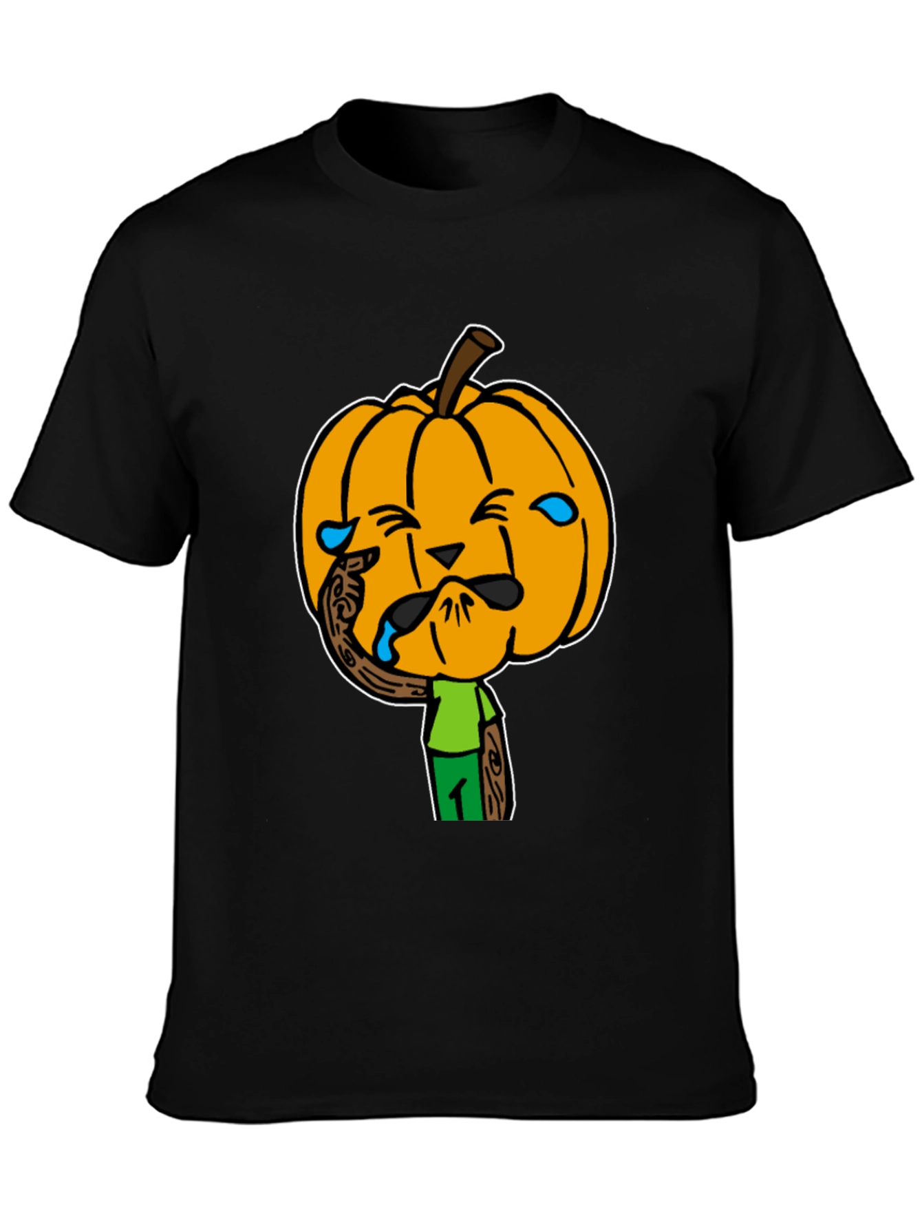 Crying Pumpkin Head Black T-Shirt