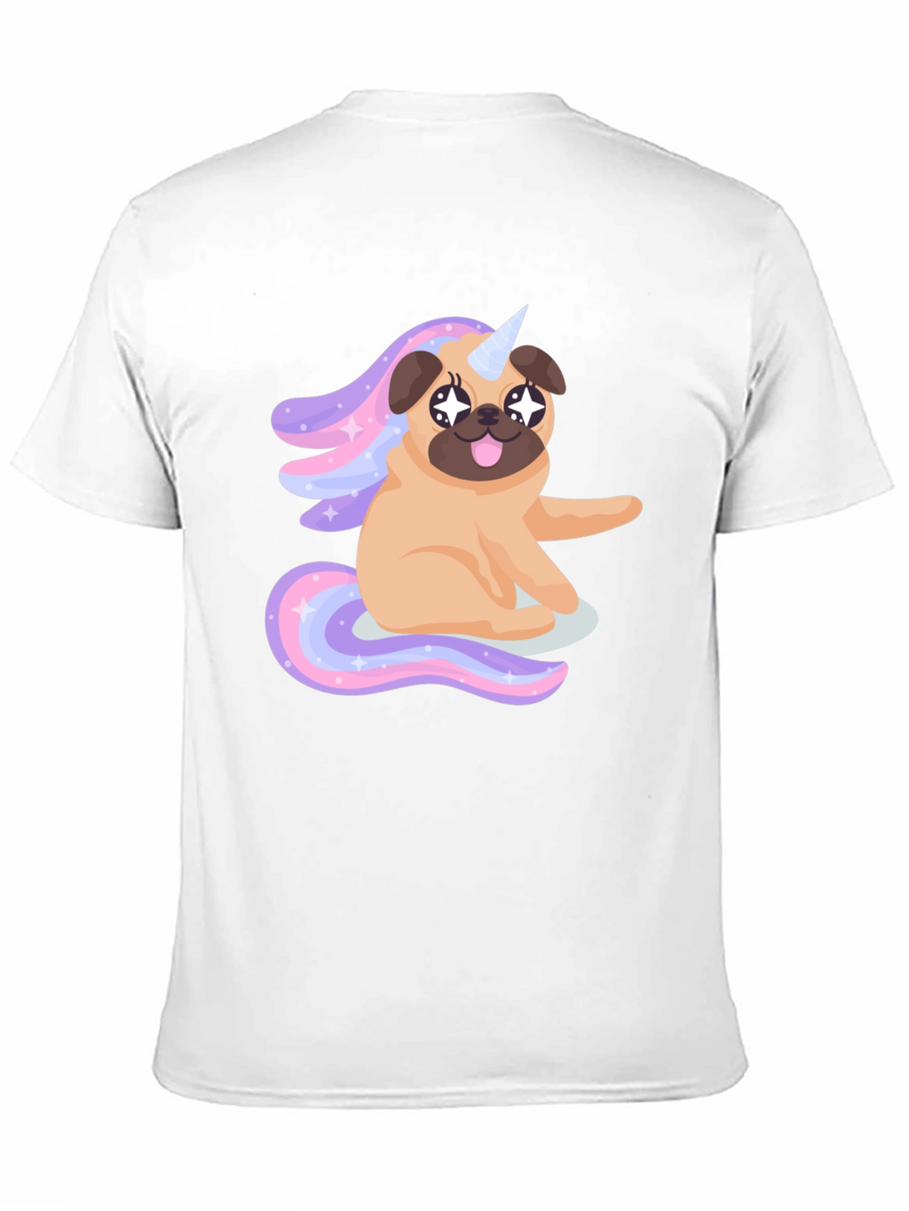 Unicorn Pug Mens Black T-Shirt