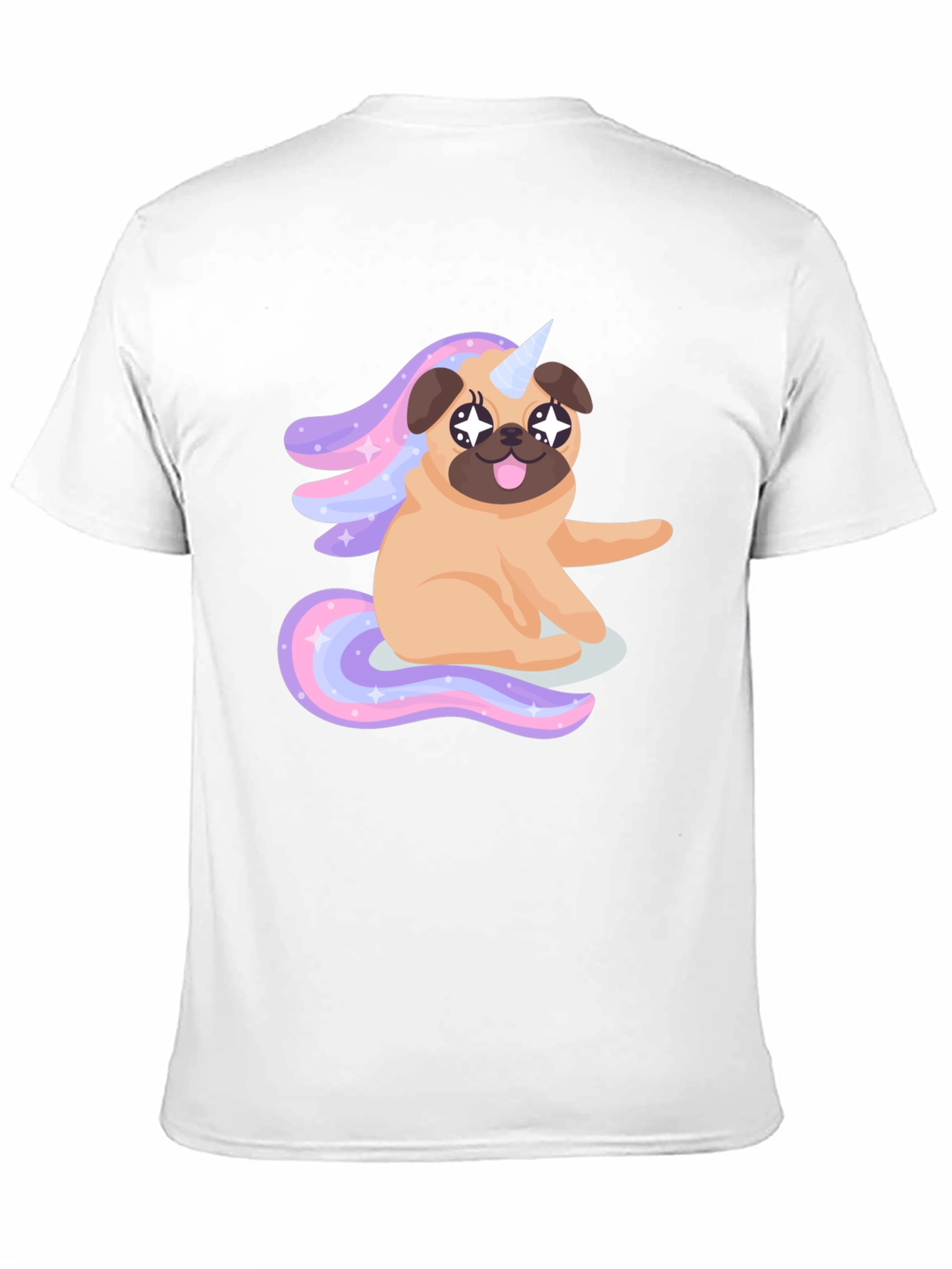 Unicorn Pug Mens Black T-Shirt