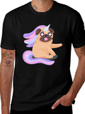 Unicorn Pug Mens Black T-Shirt