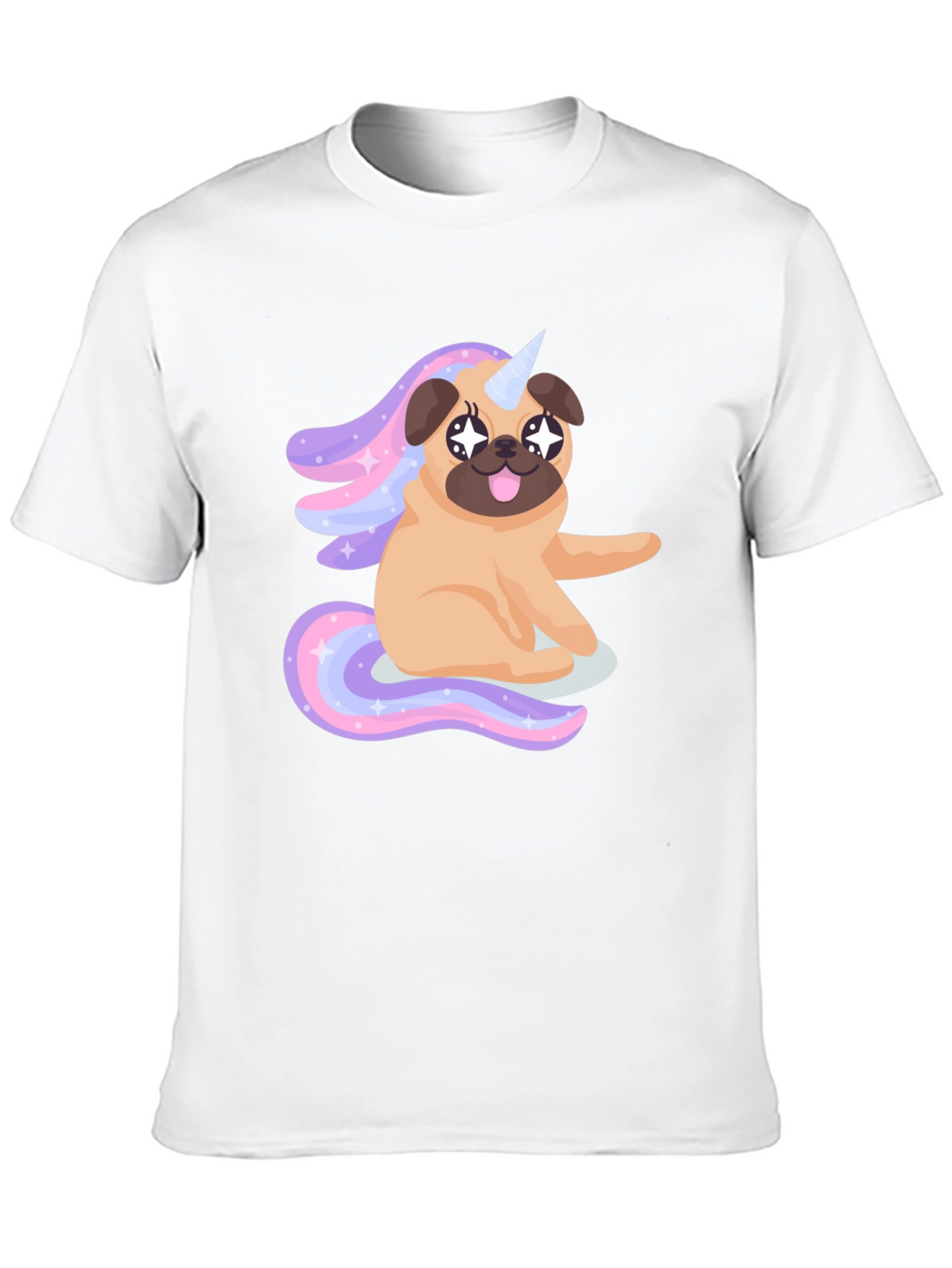 Unicorn Pug Mens Black T-Shirt