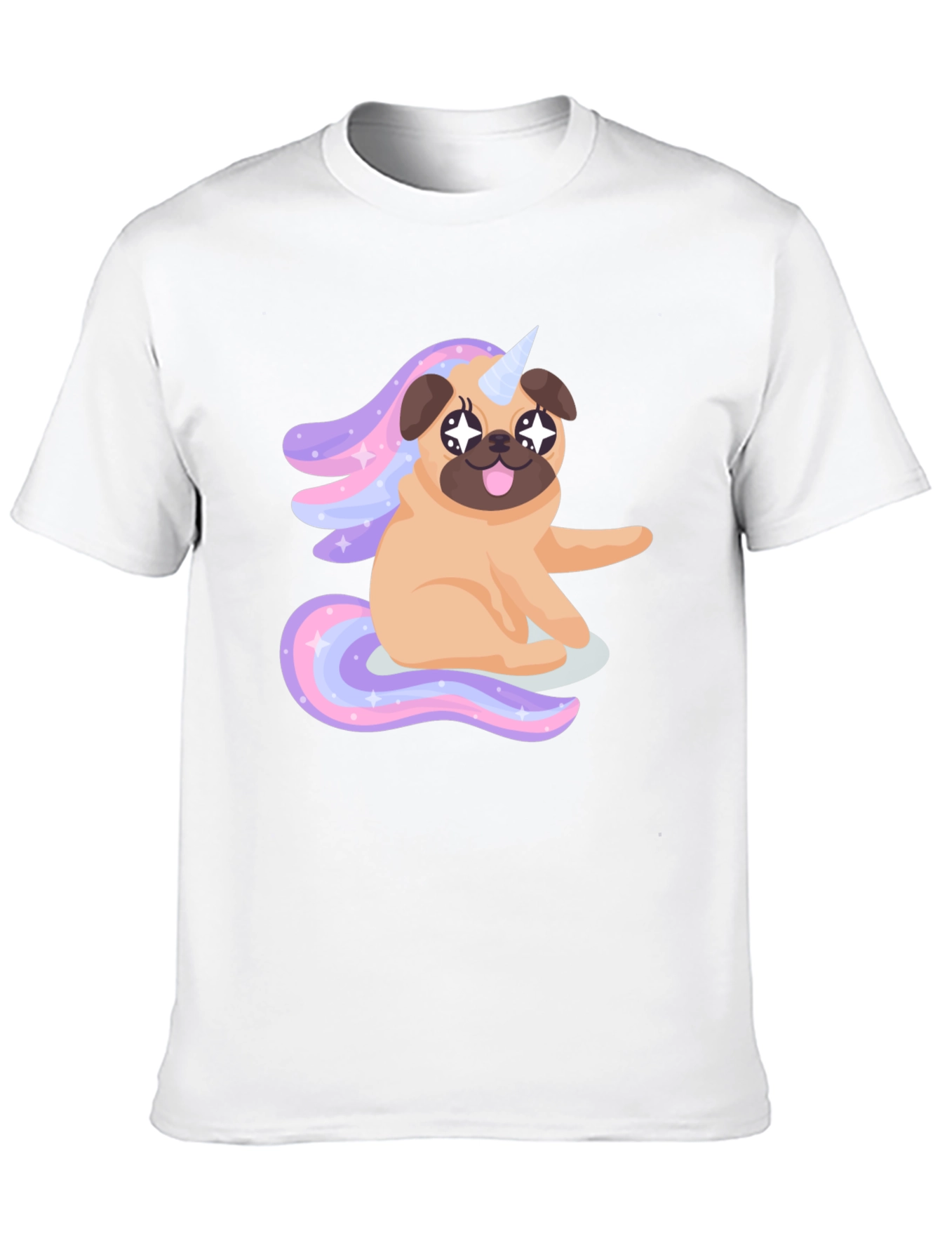 Unicorn Pug Mens Black T-Shirt