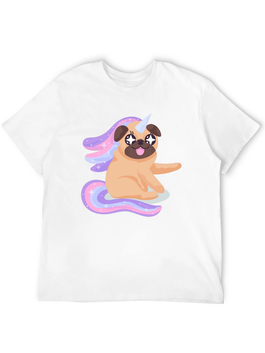 Unicorn Pug Mens Black T-Shirt