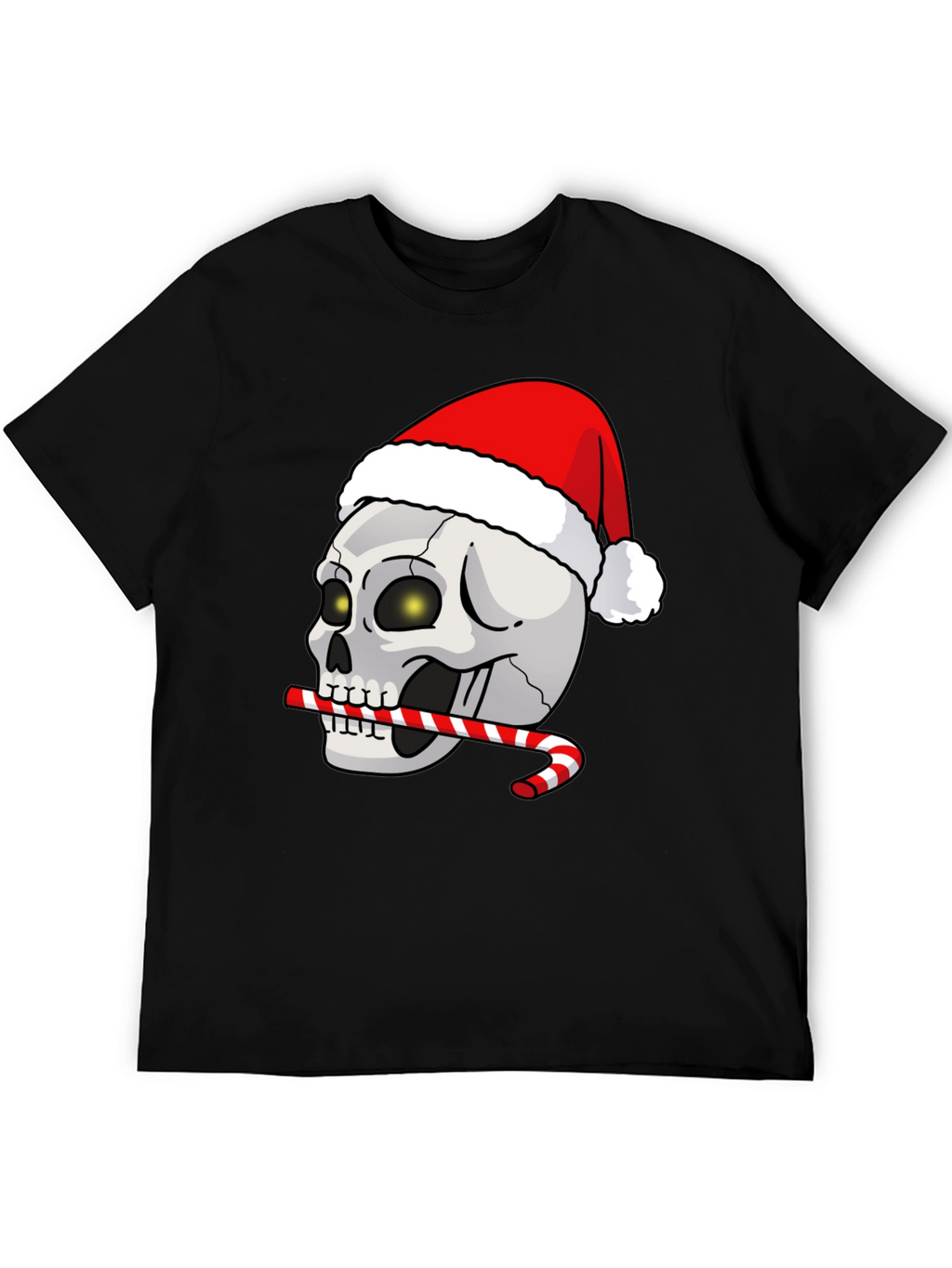 Festive Skull T-Shirt: Santa Hat & Candy Cane