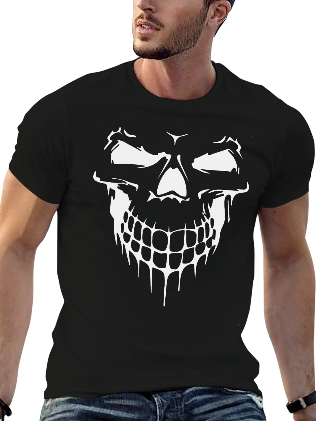 Skull Graphic Black T-Shirt - Edgy Mens Fashion