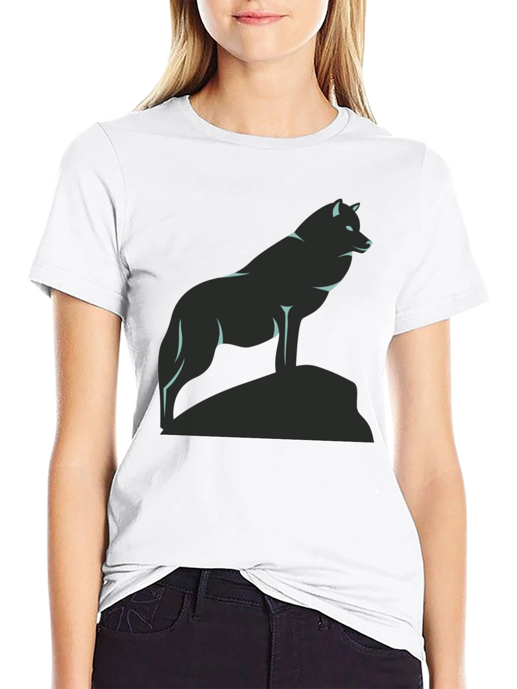 Wolf Graphic Tee - Black Crew Neck