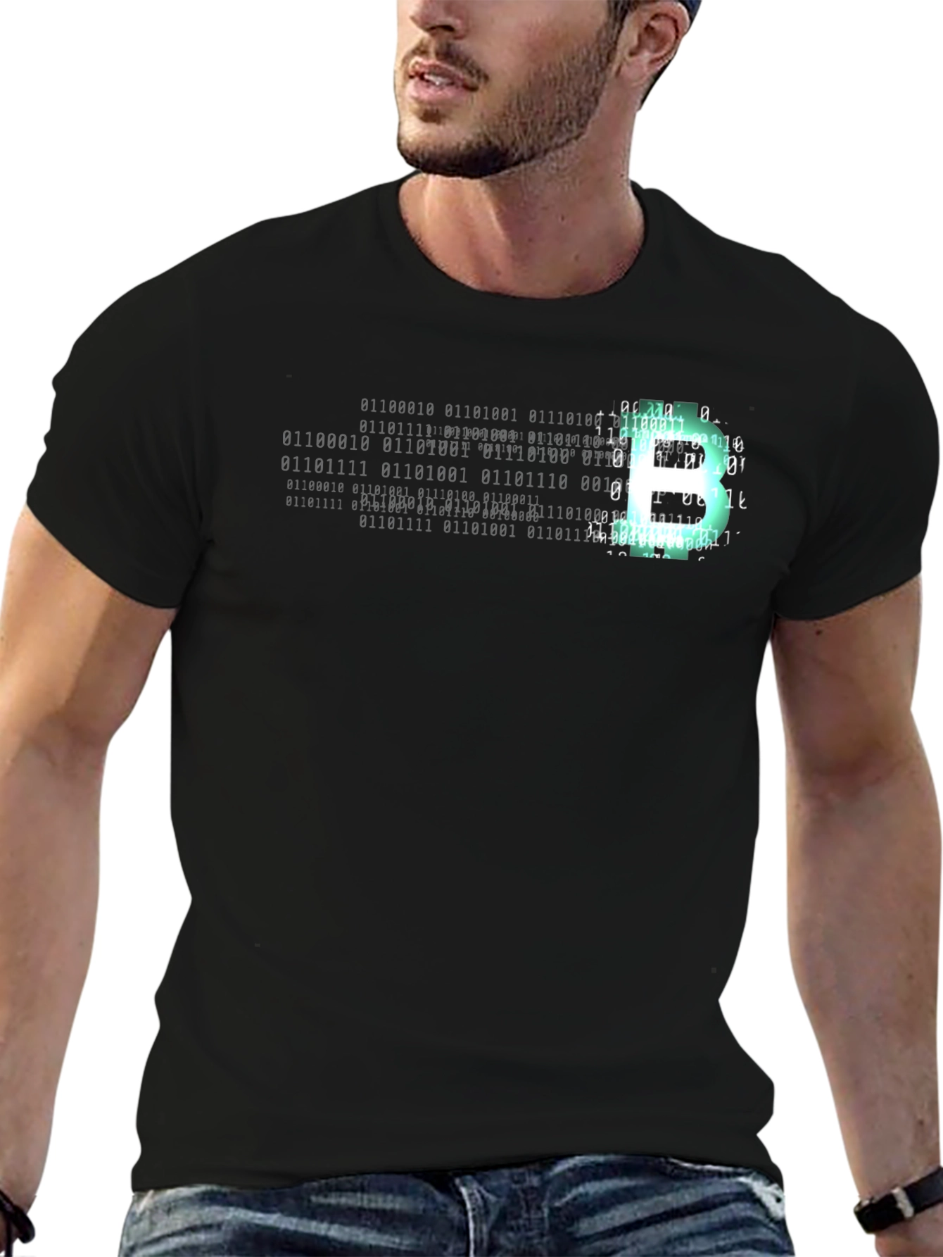 Binary Bitcoin Tee - Hacker Style Black T-Shirt