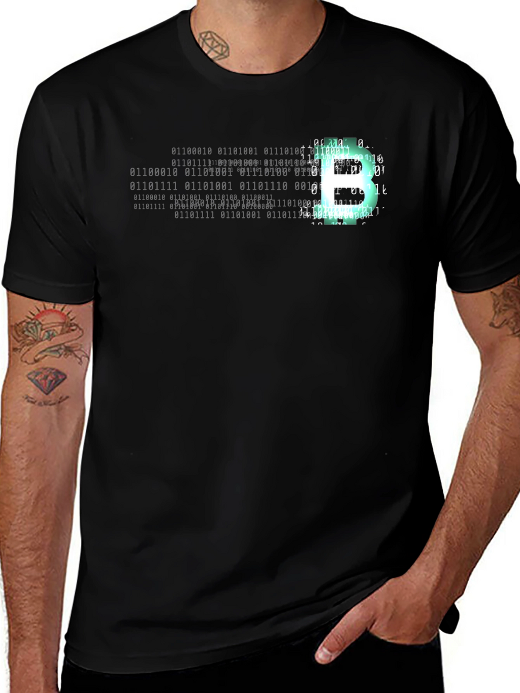 Binary Bitcoin Tee - Hacker Style Black T-Shirt
