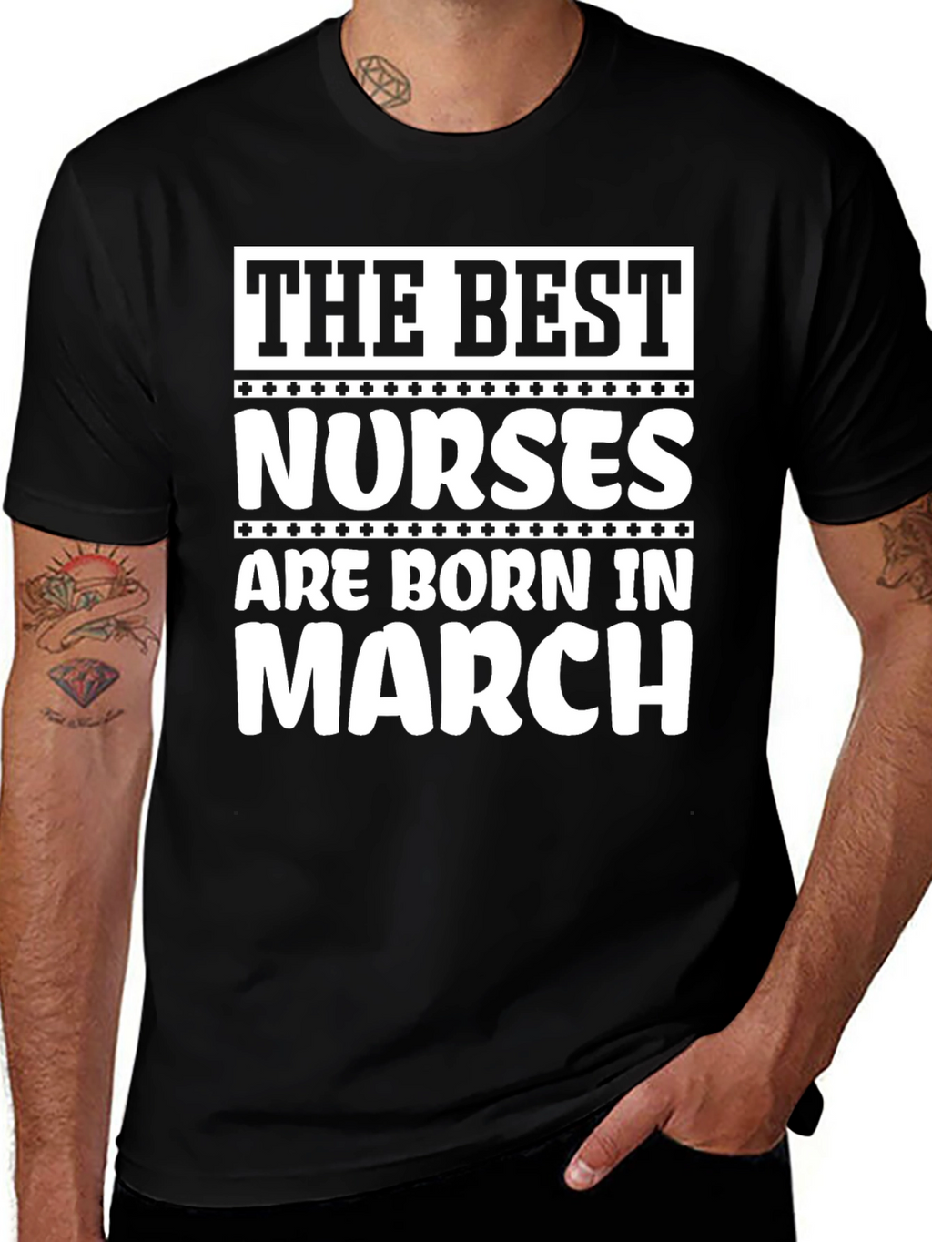 Best Nurses Born in March - Black T-Shirt