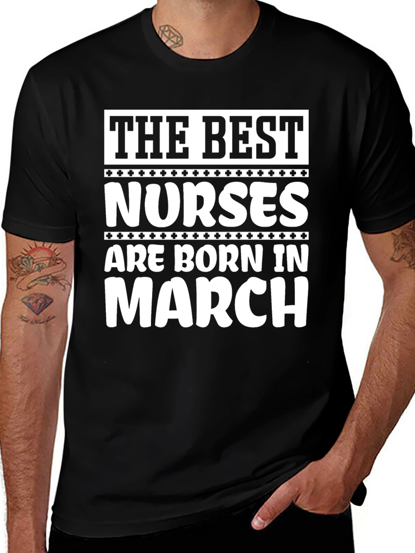 Best Nurses Born in March - Black T-Shirt