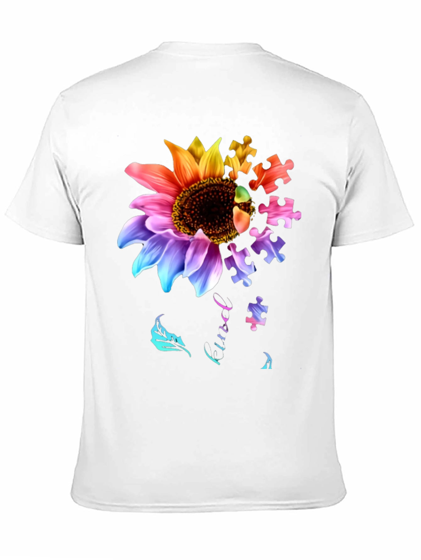 Autism Awareness Sunflower Puzzle Piece Graphic T-Shirt