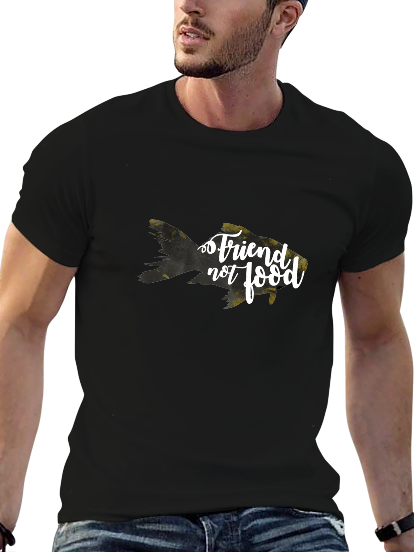 Friend Not Food Goldfish Black T-Shirt