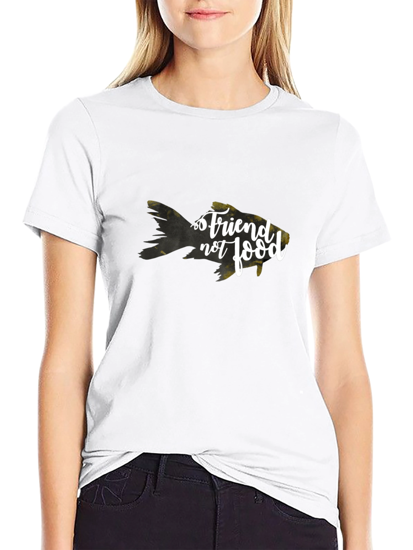 Friend Not Food Goldfish Black T-Shirt
